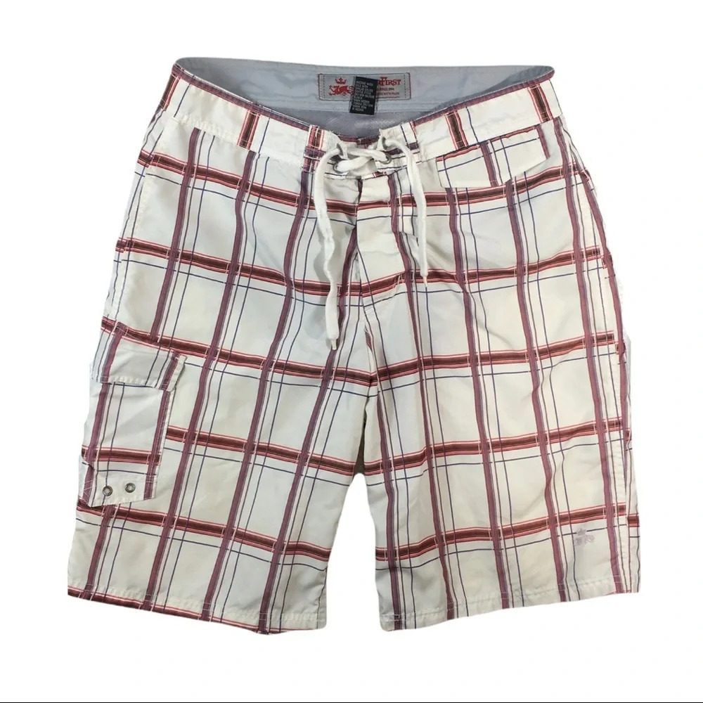 SH529 Mens WEARFIRST Vintage lined Military Cargo Swim Trunks 34 (L)